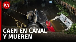 Auto cae a canal de Xochimilco y deja 3 mujeres sin vida denuncian malas condiciones de vialidad [upl. by Llemrej]