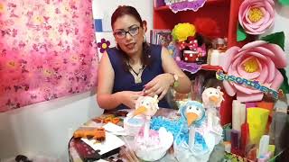 Dulcero de cigüeña para baby shower o bautizo con base de lata de atún 😃😃😍😍 [upl. by Gipsy]