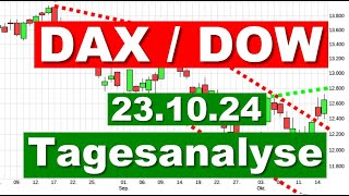 DAX DOW Jones Analyse Charttechnik ✯ Tagesausblick ✯ Chartanalyse für den 23102024 Aktien Prognose [upl. by Bridwell]