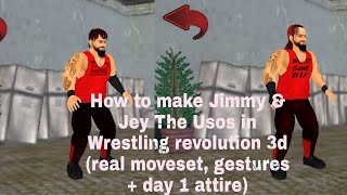 How to make The Usos in Wrestling revolution 3d4 attires Incday1movesgesturesThe Usos in wr3d [upl. by Blockus]