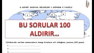 6SINIF SOSYAL BİLGİLER 1DÖNEM 2YAZILI [upl. by Jeanelle]