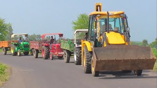 JCB 3dx Eco Loading Mud Mahindra 275 Eicher 485 John Deere Tractor with Trolley [upl. by Candida928]