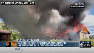 Fire destroys apartments on FM 355 in Groveton [upl. by Kipton]