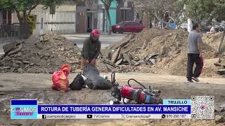 Trujillo Rotura de tubería genera dificultades en av Mansiche [upl. by Beltran]