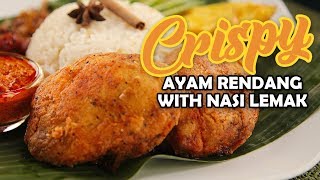 How To Make Nasi Lemak with Crispy Ayam Rendang  Share Food Singapore [upl. by Ibrik]