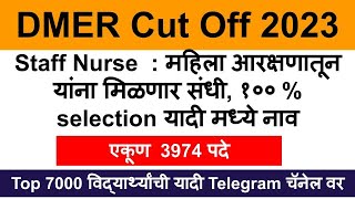 dmer staff nurse cut off 2023  DMER Cut off list 2023 [upl. by Beore498]