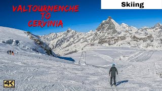 Zermatt Skiing  Valtournenche to Cervinia  Skiing in Italy  Switzerland [upl. by Hastings]