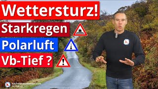 Heftiger Wettersturz mit Starkregen Polarluft Alpenschnee und möglichem VbTief [upl. by Inirt]