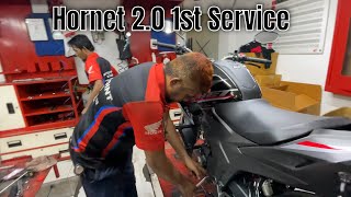 Hornet 20 First Service  কি কি করলো ফার্স্ট সার্ভিসে  Hornet 20 Service in Bangla [upl. by Tillfourd]