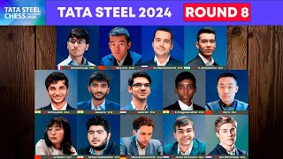 🔴 Round 8  Tata Steel Chess 2024  Ding Nepom Firouzja Giri Pragg Gukesh Abdusattorov Wei Yi [upl. by Zales459]