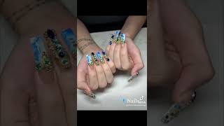 Bling Nails💎apresgelx xlsquarenails squarenails bling rihnstones nails nails awesomenails [upl. by Rossi]