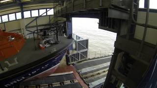 Cromer Lifeboat launching from Cromer Pier Boathouse [upl. by Azil]