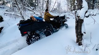 Canam Outlander 6x6  Climbing in snow with wheels no chains yet [upl. by Zile]