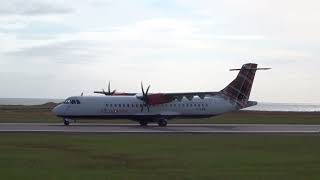 The afternoon Loganair passenger plane from Glasgow lands at Islay Airport Scotland 30724 [upl. by Michaele962]