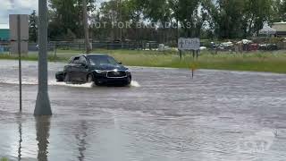 06252024 Parkston SD  Major Flooding Cars Drive on Closed Road Drone Footage [upl. by Jadd]