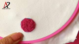 embroidery flower 2  Raised stem spider web stitch [upl. by Menedez]