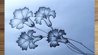 How to Draw flower easy  How to flower Draw pencil art  How to Draw a blooming flower [upl. by Nestor390]