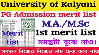 PG Admission 1st merit list 202426  MAMSc PG Admission merit list published kalyani University [upl. by Thia]