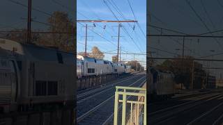 Amtrak Pennsylvanian 42 clears rahway with a triple header with p42 8699 and a private car shorts [upl. by Hibbitts]