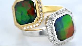 Octagon Cut Ammolite Triplet Sterling Silver Ring on QVC [upl. by Demodena]