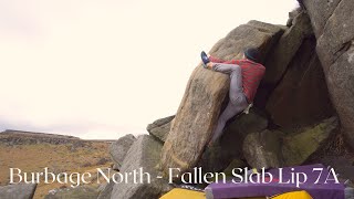 Burbage North  Fallen Slab Lip 7A [upl. by Spearman675]