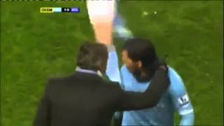 Angry Tevez protests his substitution with Mancini [upl. by Eimac]