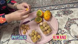 😋🎵🏝️Physalis Groundcherry amp Kiwano African horned cucumber کاکنه عروسک های پشت پرده خربزه شاخدار [upl. by Helgeson]