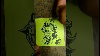 Draw Genya Shinazugawa on Sticky note demonslayer shorts [upl. by Furmark307]