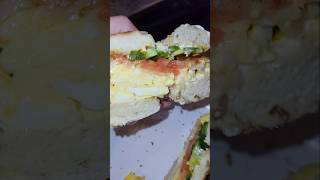 Spicy bagel breakfast sandwich paperplatesss777 vegetarian breakfastidea easymeal spicy yummy [upl. by Hammerskjold]