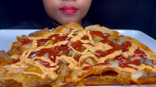 ASMR EATING LOADED CHILI CHEESE NACHOSREAL EATING SOUNDSMUKBANGNO TALKING ASMR EATING nachos [upl. by Hankins304]