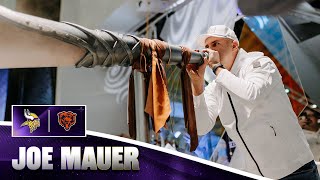 Joe Mauer Leads Skol Chant amp Sounds Gjallarhorn Prior to Vikings vs Bears Game [upl. by Langelo]