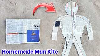 Newspaper Man kite making  how to make man kite  newspaper kite making  patang kese banate he [upl. by Cristi]