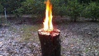 Swedish fire torchOne log fire Neat trick for patiocamping [upl. by Gan]