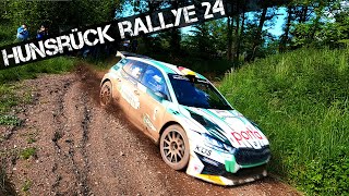 Action at Hunsrück Rallye 2024  Speedbumps gravel and Rallyfans [upl. by Yeliak]