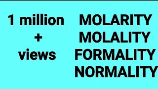 Chemistry  molarity  molality  normality  formality [upl. by Polito]