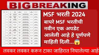 MSF Bharti 2024  नवीन जाहिरात प्रसिद्ध  Maharashtra Security Force Bharti 2024 [upl. by Edrea]