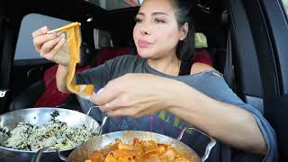 Real Mukbang Korean Spicy Rice Cake Creamy Cheesy Tteokbokki Crispy Crunchy Sides ASMR [upl. by Arbma]