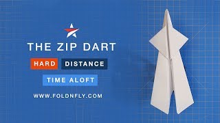 ✈ A Paper Airplane Designed for Distance  The Zip Dart  Fold N Fly [upl. by Dnaleel]