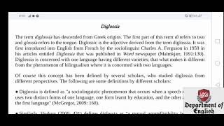 Definition of Diglossia and CharactersFeatures। Diglossia in English [upl. by Soisatsana]