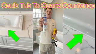 Quickly Caulk Bathroom Tub against Quartz Countertop  Easy No MESS [upl. by Zinnes]