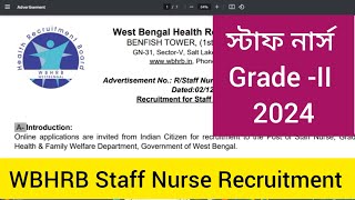 WB staff nurse recruitment 2024 WB staff nurse grade 2 [upl. by Herzel]