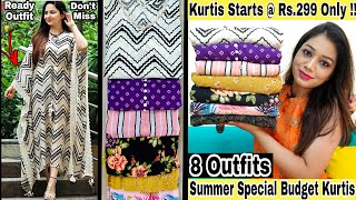 💜Summer Kurti Haul Starting Rs299 DailywearOfficewearHoliday Outfits Kaftans Cotton Kurtis 💜 [upl. by Maynard435]