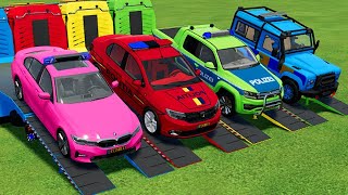 TRANSPORTING PIXAR CARS amp FRUITS WITH COLORED amp JOHN DEERE vs CLAAS vs TRACTORS  BeamNGdrive 983 [upl. by Eeimaj]