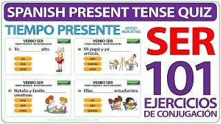 SER Spanish Present Tense Quiz  101 Exercises to Learn Basic Spanish  Verbo SER Tiempo Presente [upl. by Meyeroff795]