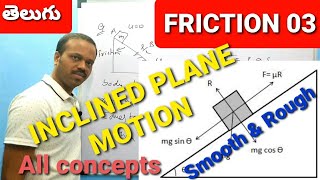 FRICTION 03 Motion on INCLINED PLANE smooth and rough inclined plane CLASS 11 laws of motion [upl. by Eciram]