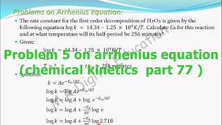 Problem 5 on Arrhenius equation chemical kinetics part 77 for CBSE class 12 and JEE IIT [upl. by Astrea4]