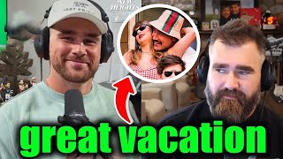 Travis Kelce Reveals Surprise Vacation with Taylor Swift PostVictory [upl. by Jorey]