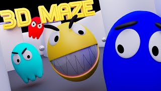 PACMAN vs GHOSTS Battle in the new 3D maze [upl. by Aihseuqal]