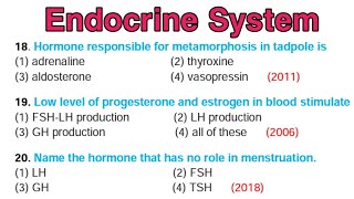 Endocrinology  Endocrine system mcq  Part 2 [upl. by Lachus]