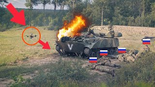 Kamikaze Drone Hit a Russian Modernized BMP2M along with its crew in Zaporozhye region [upl. by Lash]